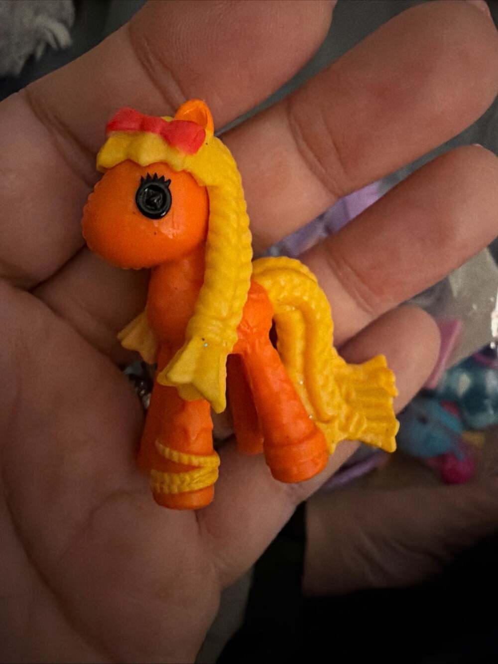 Lalaloopsy Mini Carousel Ponies Orange Pony Figurine with Yellow Braided Hair an